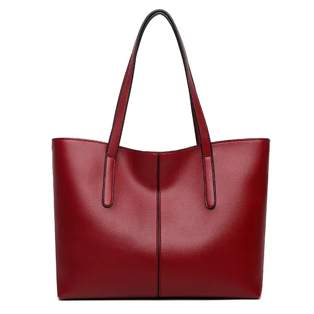 Sleek Leather Tote Bag with Zip Interior Pocket