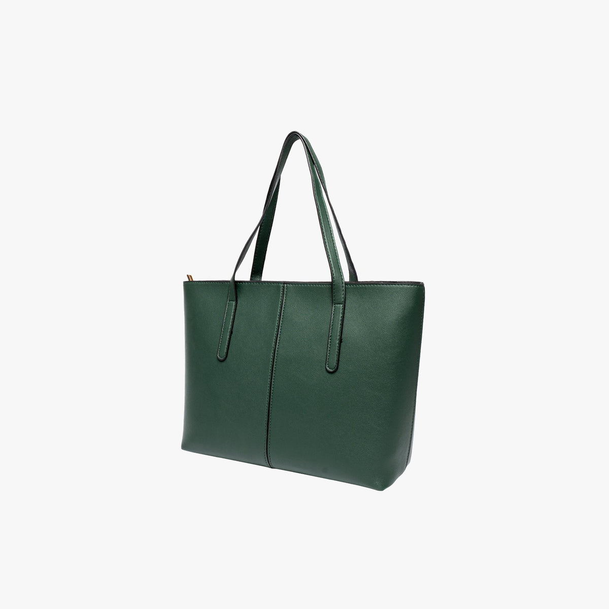 Sleek Leather Tote Bag with Zip Top and Shoulder Handles