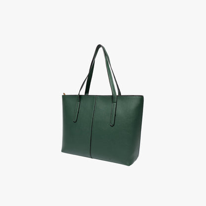 Sleek Leather Tote Bag with Zip Top and Shoulder Handles