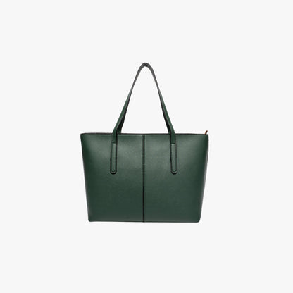 Sleek Leather Tote Bag with Zip Top and Shoulder Handles