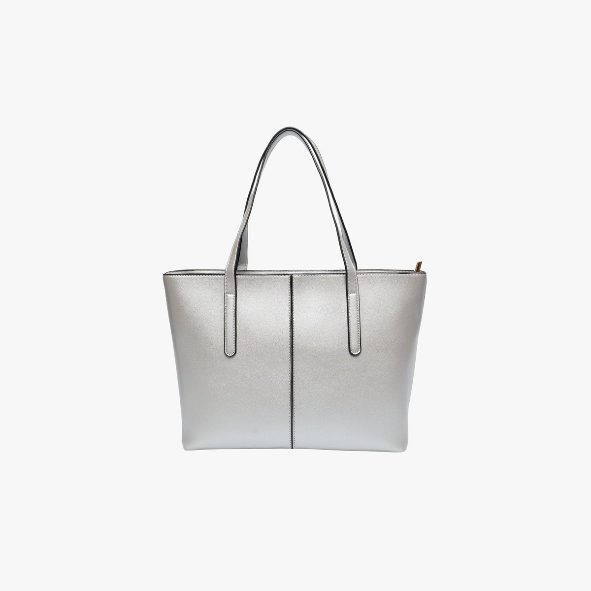 Sleek Leather Tote Bag with Zip Top and Shoulder Handles