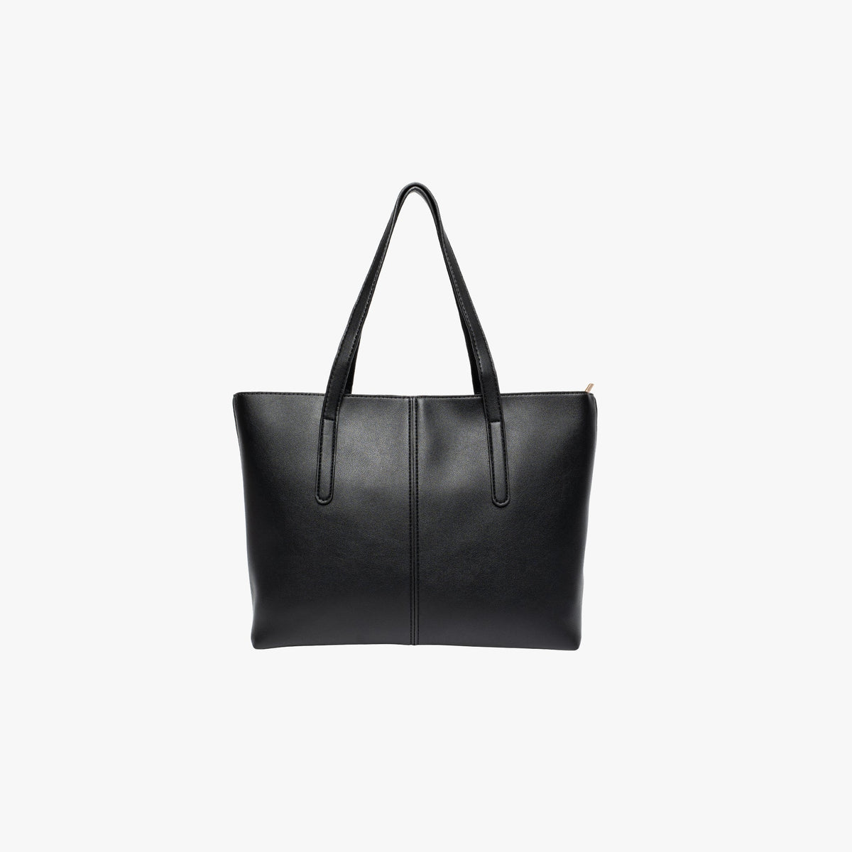 Sleek Leather Tote Bag with Zip Top and Shoulder Handles