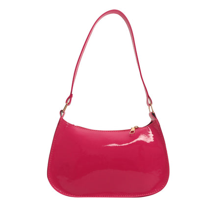 Sleek Patent Leather Shoulder Bag with Gold Hardware