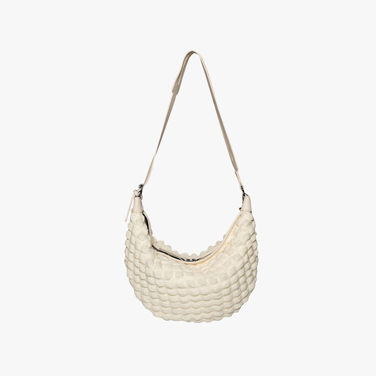 Slouchy Textured Shoulder Bag with Adjustable Strap