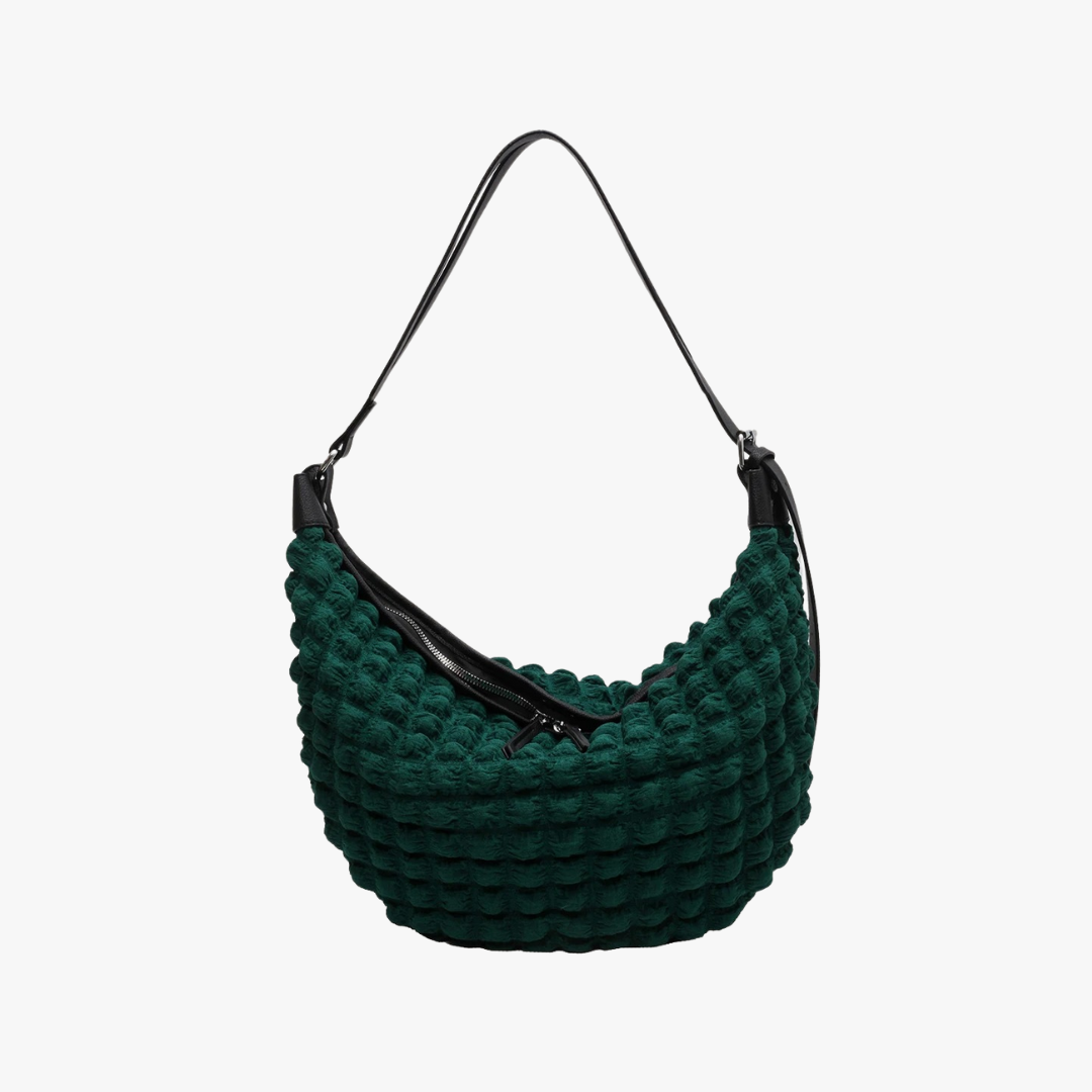 Slouchy Textured Shoulder Bag with Adjustable Strap