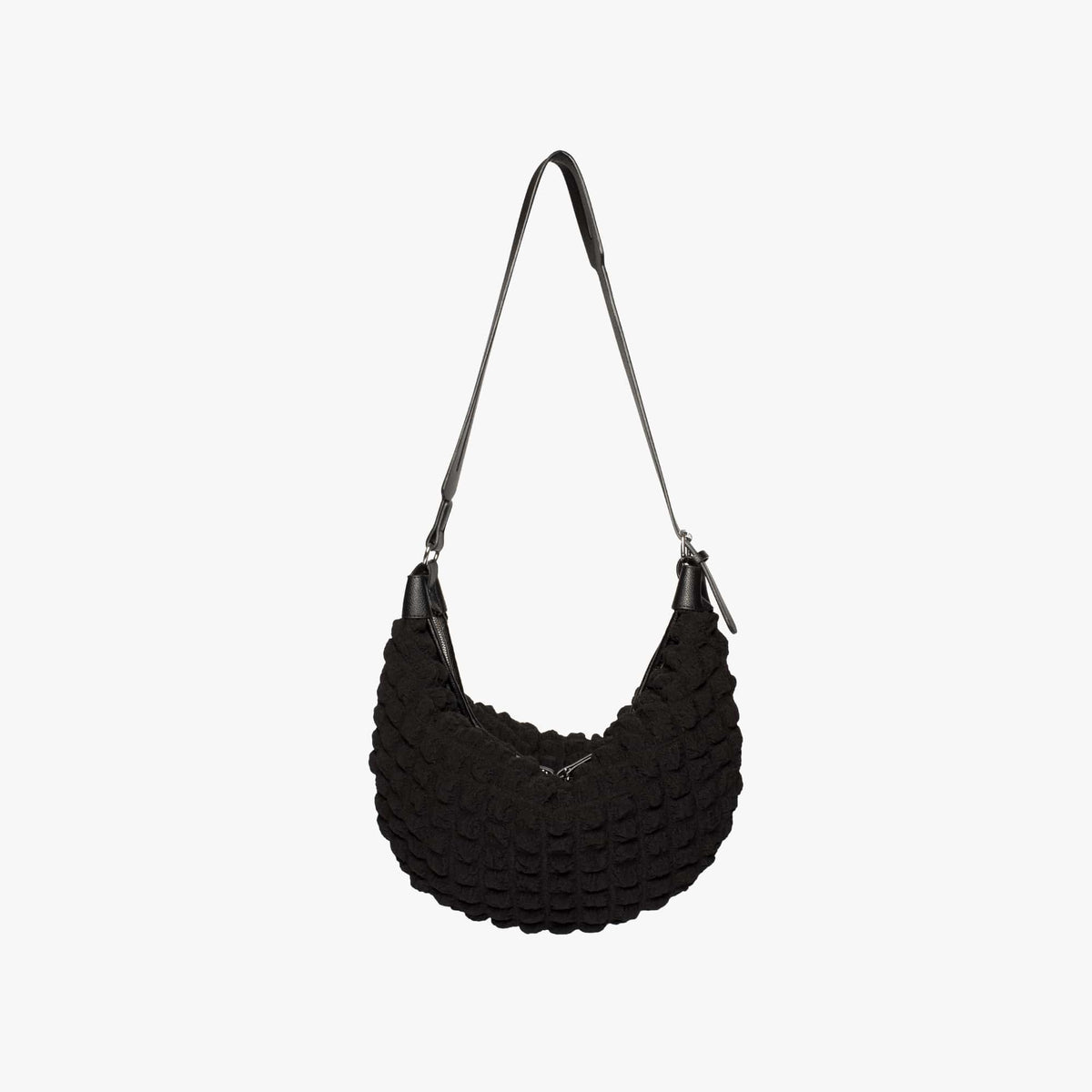 Slouchy Textured Shoulder Bag with Adjustable Strap