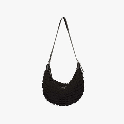 Slouchy Textured Shoulder Bag with Adjustable Strap