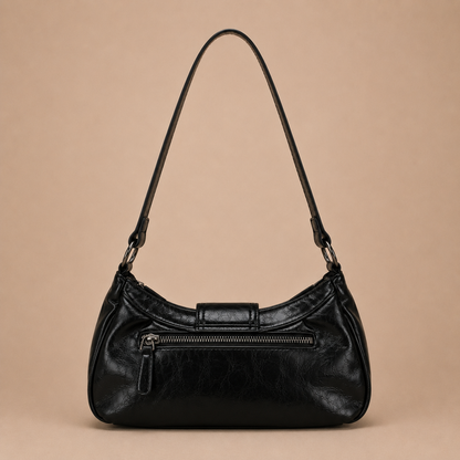 Slouchy Leather Shoulder Bag with Buckle Detail