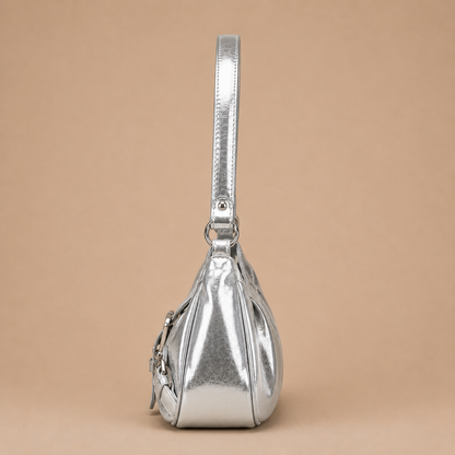 Slouchy Leather Shoulder Bag with Buckle Detail