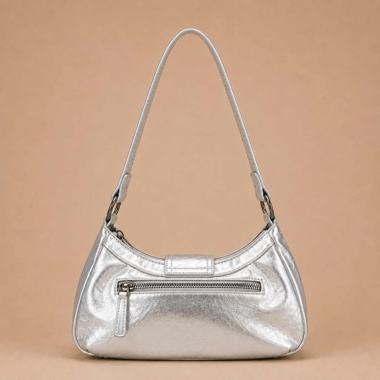 Slouchy Leather Shoulder Bag with Buckle Detail