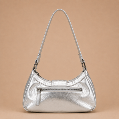 Slouchy Leather Shoulder Bag with Buckle Detail