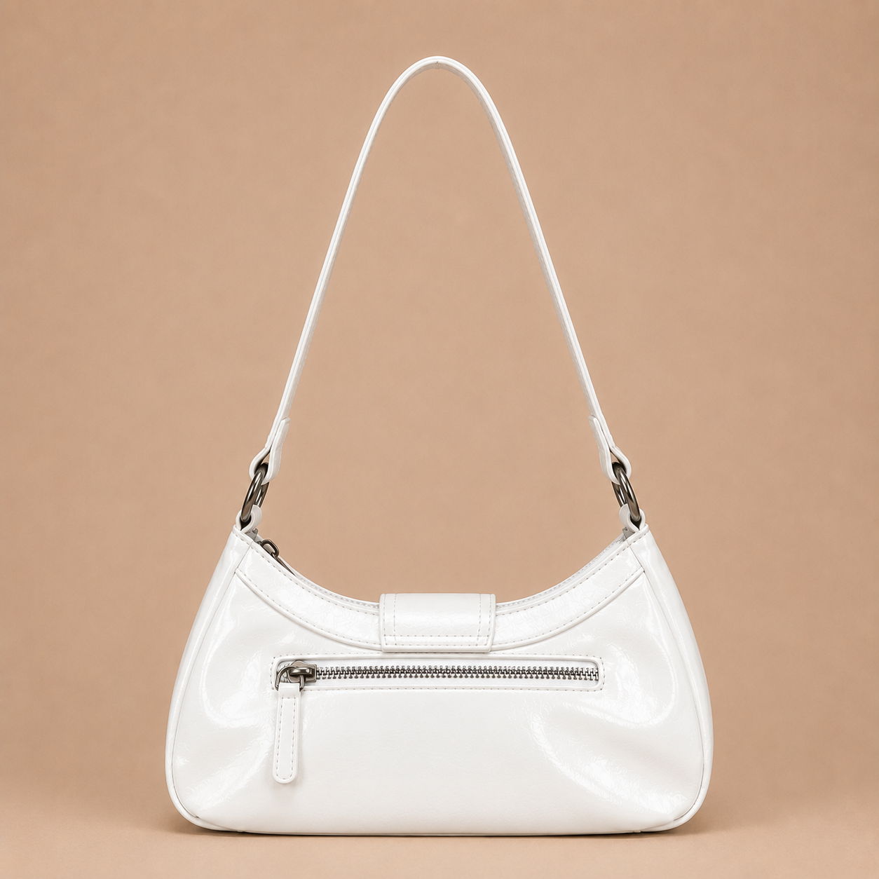Slouchy Leather Shoulder Bag with Buckle Detail
