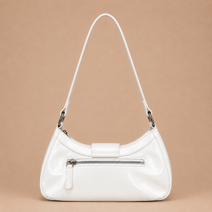 Slouchy Leather Shoulder Bag with Buckle Detail
