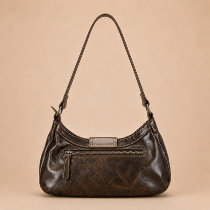 Slouchy Leather Shoulder Bag with Buckle Detail