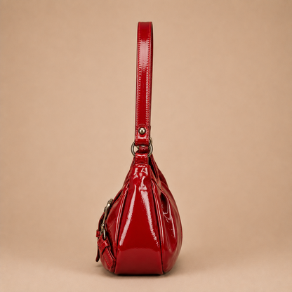 Slouchy Leather Shoulder Bag with Buckle Detail