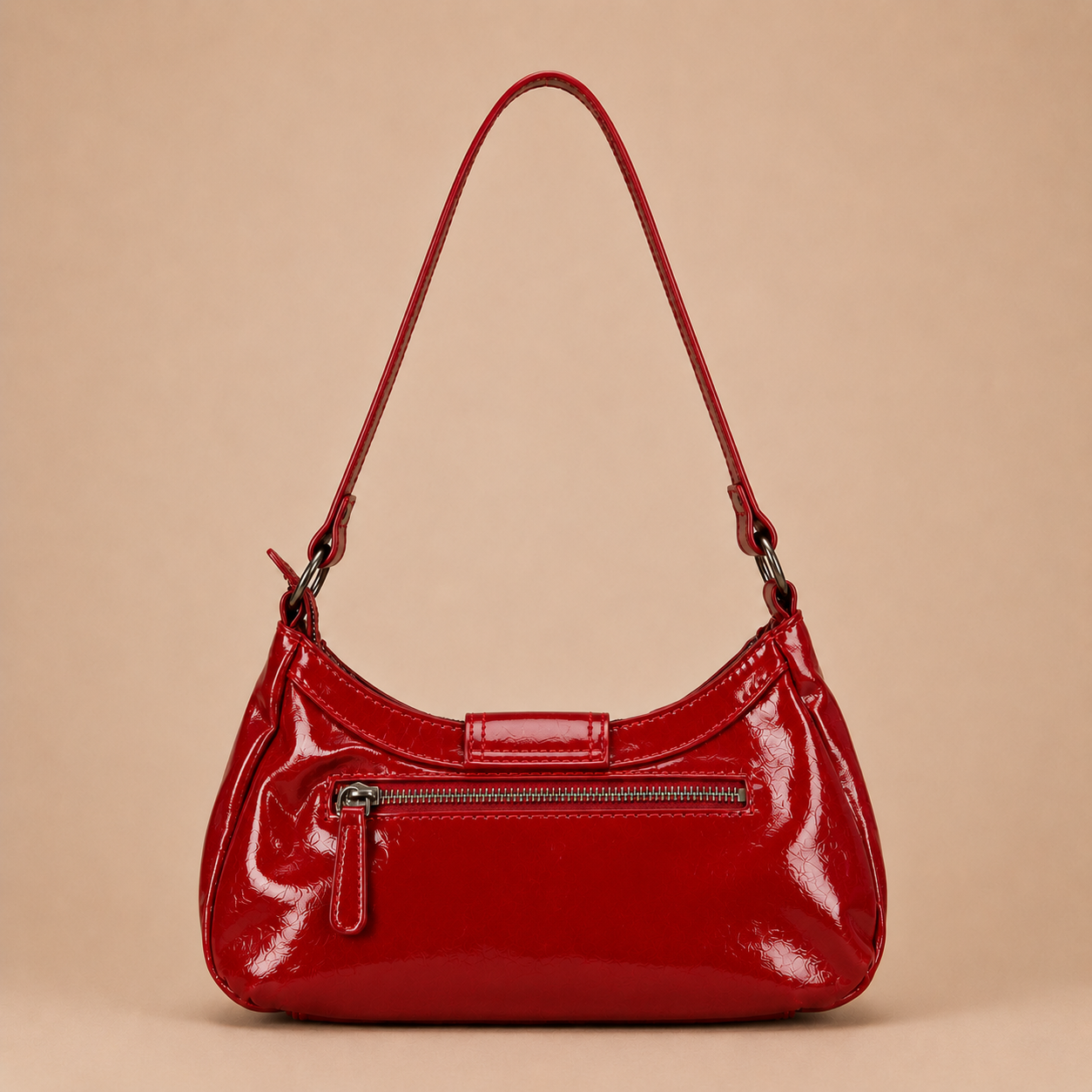 Slouchy Leather Shoulder Bag with Buckle Detail