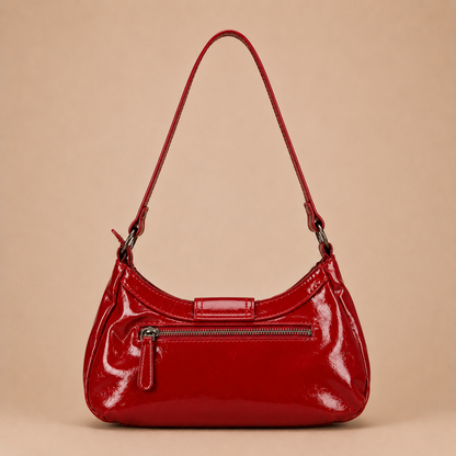 Slouchy Leather Shoulder Bag with Buckle Detail