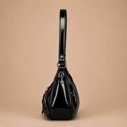 Slouchy Leather Shoulder Bag with Buckle Detail