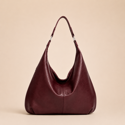 Slouchy Leather Shoulder Bag with Silver Hardware