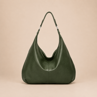 Slouchy Leather Shoulder Bag with Silver Hardware