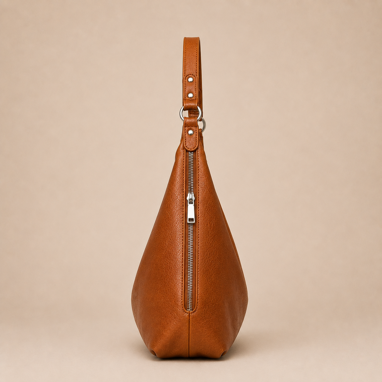 Slouchy Leather Shoulder Bag with Silver Hardware