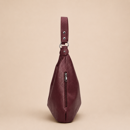 Slouchy Leather Shoulder Bag with Silver Hardware