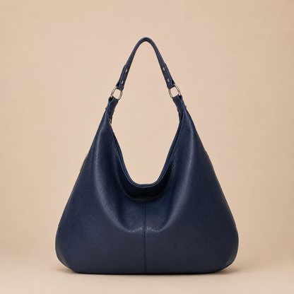 Slouchy Leather Shoulder Bag with Silver Hardware
