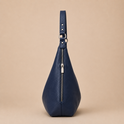 Slouchy Leather Shoulder Bag with Silver Hardware