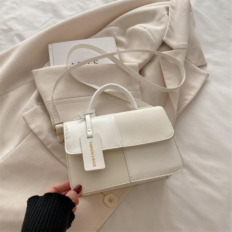 Structured Top Handle Bag with Contrast Panel Detail