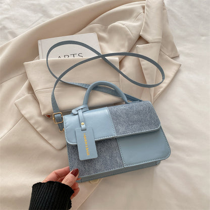Structured Top Handle Bag with Contrast Panel Detail