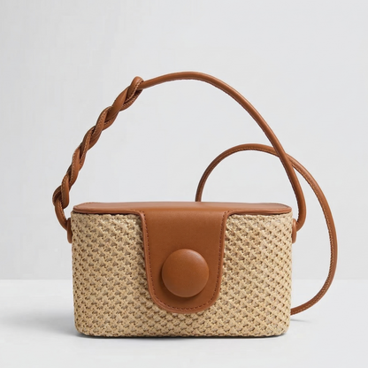 Woven Straw Crossbody Bag with Braided Top Handle