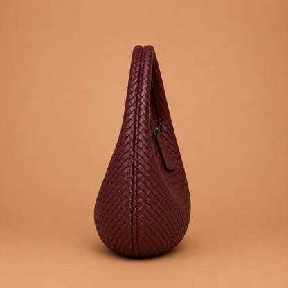 Woven Leather Shoulder Bag in Slouchy Style