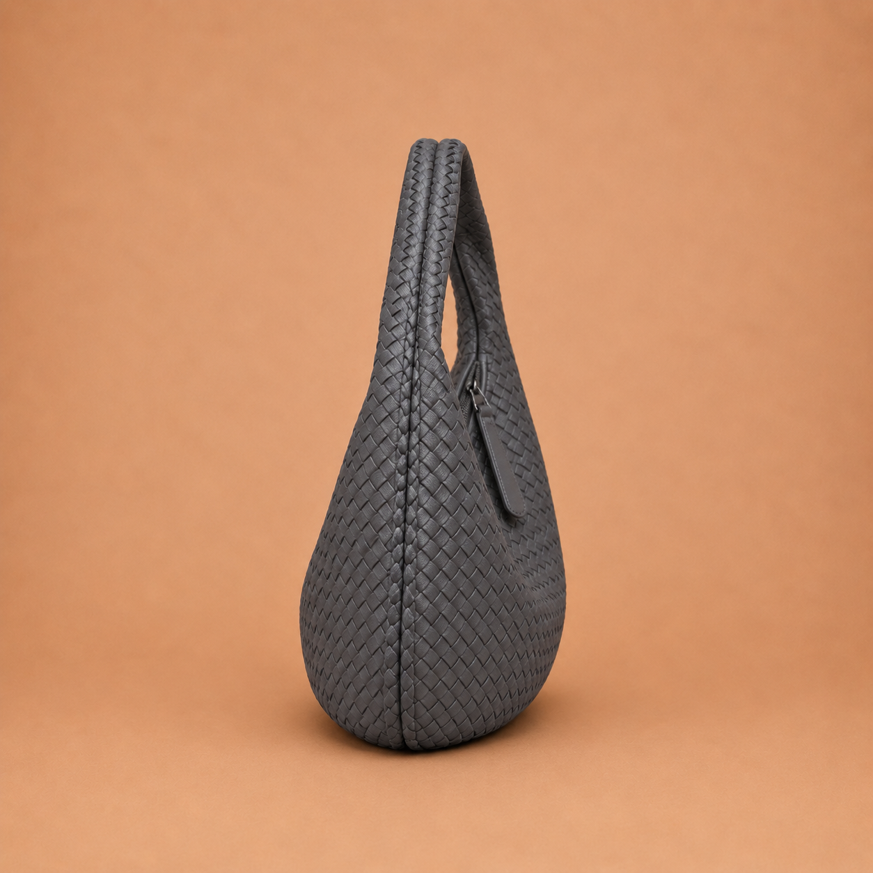 Woven Leather Shoulder Bag in Slouchy Style