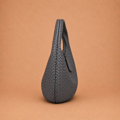 Woven Leather Shoulder Bag in Slouchy Style