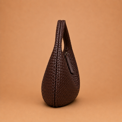 Woven Leather Shoulder Bag in Slouchy Style