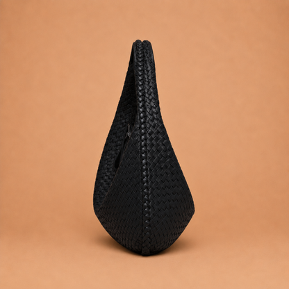 Woven Leather Shoulder Bag in Slouchy Style